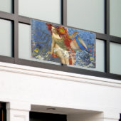 Aquarius Zeemeermin Gotische Blauwe Kunst Spandoek (Buitenkant Gebouw)