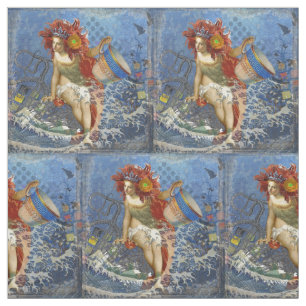 Aquarius Zeemeermin Gotische Blauwe Kunst Stof