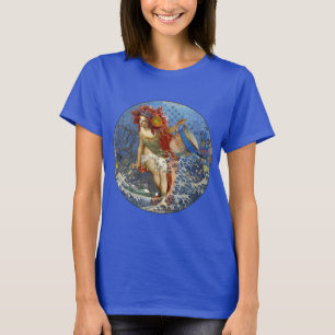 Aquarius Zeemeermin Gotische Blauwe Kunst T-shirt