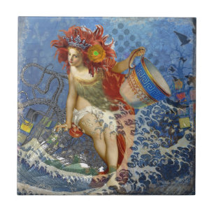 Aquarius Zeemeermin Gotische Blauwe Kunst Tegeltje