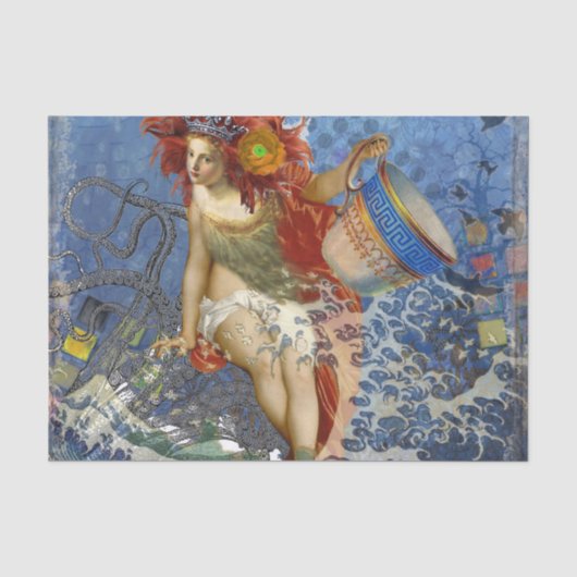 Aquarius Zeemeermin Gotische Blauwe Kunst Tissuepapier (Voorkant)