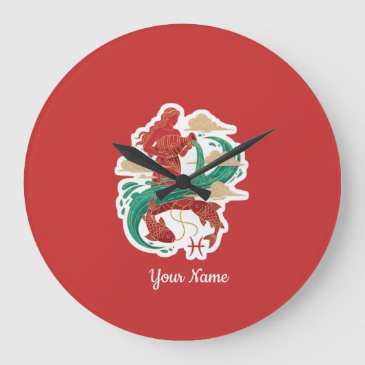 Aquarius Zodiac Artistic Symbol T-Shirt - Custom  Grote Klok (Voorkant)