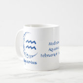 Aquarius Zodiac Astrology Birthday Gift Blue Koffiemok (Voorkant links)