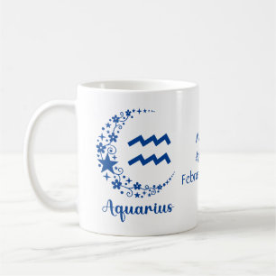 Aquarius Zodiac Astrology Birthday Gift Blue Koffiemok