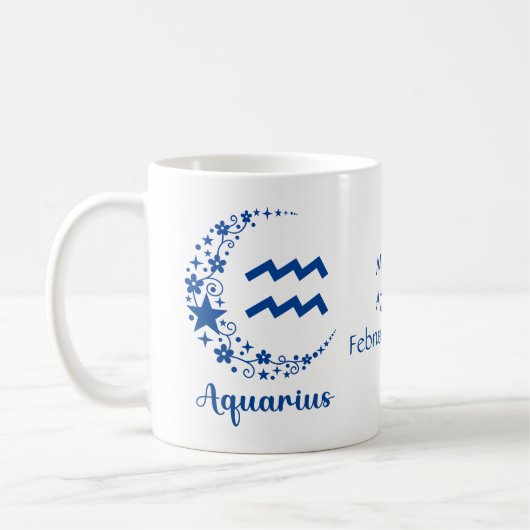 Aquarius Zodiac Astrology Birthday Gift Blue Koffiemok (Links)