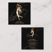 *~* AQUARIUS Zodiac Astrology Reading Gold & Black Vierkante Visitekaartje (Voorkant / Achterkant)