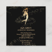 *~* AQUARIUS Zodiac Astrology Reading Gold & Black Vierkante Visitekaartje (Achterkant)