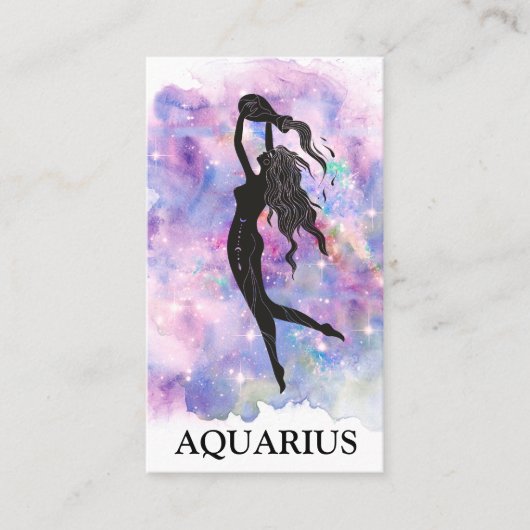 *~* AQUARIUS Zodiac Astrology Readings Blue Pink Visitekaartje (Voorkant)