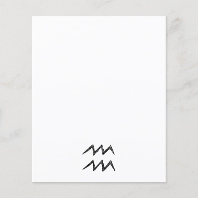 Aquarius. Zodiac Astrology Sign. Black. (Voorkant)