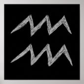 Aquarius. Zodiac Astrology Sign. Black. Poster (Voorkant)