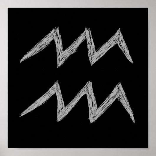 Aquarius. Zodiac Astrology Sign. Black. Poster (Voorkant)