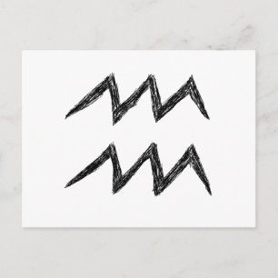 Aquarius. Zodiac Astrology Sign. Zwart. Briefkaart