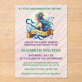 Aquarius Zodiac Baby Shower Lavender and Green Acryl Uitnodigingen