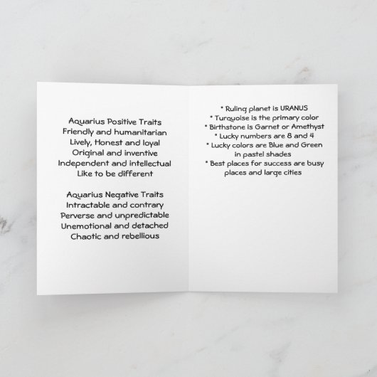 Aquarius Zodiac Belly Dance Kaart (Binnen)