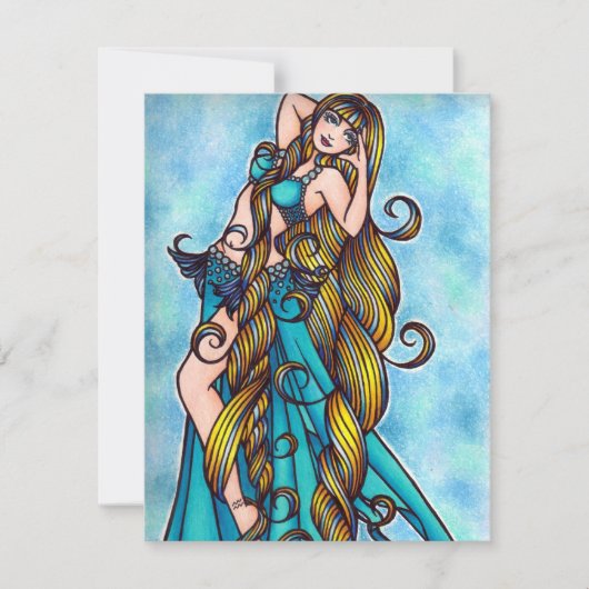 Aquarius Zodiac Belly Dance Kaart Notitiekaartje (Voorkant)