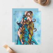 Aquarius Zodiac Belly Dance Kaart Notitiekaartje (Voorkant / Achterkant in situ)