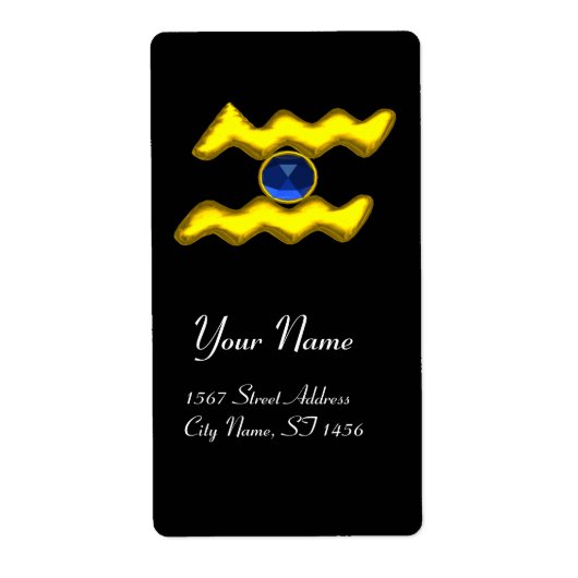 AQUARIUS ZODIAC BIRTHDAY Blue Sapphire Etiket (Voorkant)