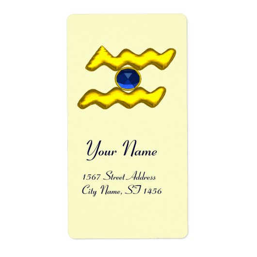 AQUARIUS ZODIAC BIRTHDAY Blue Sapphire Etiket (Voorkant)