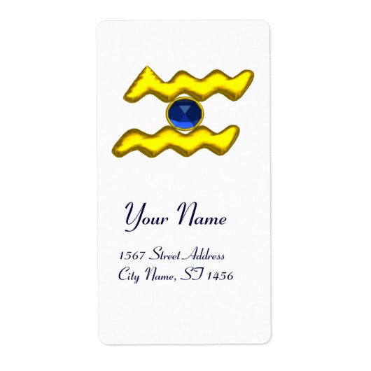 AQUARIUS ZODIAC BIRTHDAY Blue Sapphire Etiket (Voorkant)