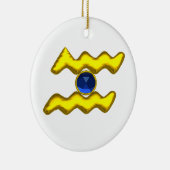 AQUARIUS ZODIAC BIRTHDAY JEWEL Blue Sapphire Gold Keramisch Ornament (Rechts)
