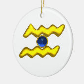 AQUARIUS ZODIAC BIRTHDAY JEWEL Blue Sapphire Gold Keramisch Ornament (Links)