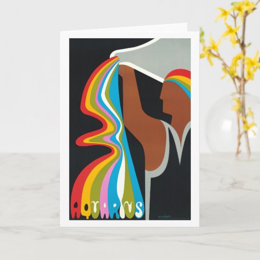 Aquarius Zodiac Birthday Kaart (Gele Bloem)