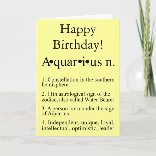 Aquarius Zodiac Birthday Kaart (Voorkant)