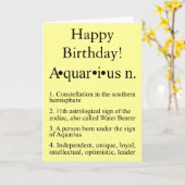 Aquarius Zodiac Birthday Kaart (Gele Bloem)