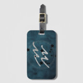 Aquarius zodiac black & Silver constellatie blauwg Bagagelabel (Voorkant (verticaal))