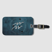 Aquarius zodiac black & Silver constellatie blauwg Bagagelabel (Voorkant (horizontaal))