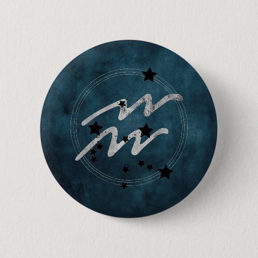Aquarius zodiac black & Silver constellatie blauwg Ronde Button 5,7 Cm (Voorkant)