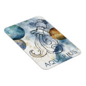 Aquarius zodiac blue black gold text planets magneet (Rechterzijde)