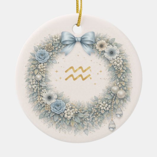 Aquarius Zodiac Christmas Ornament – Celestial Win (Voorkant)