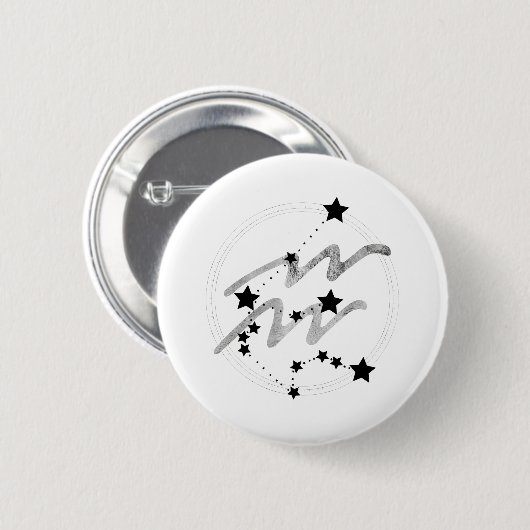 Aquarius zodiac constellation black and Silver Ronde Button 5,7 Cm (Voorkant /achterkant)