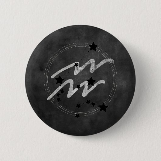Aquarius zodiac constellation black and Silver Ronde Button 5,7 Cm (Voorkant)