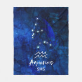 Aquarius Zodiac Constellation Blue Galaxy Monogram Fleece Deken (Voorkant)
