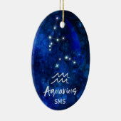 Aquarius Zodiac Constellation Blue Galaxy Monogram Keramisch Ornament (Rechts)