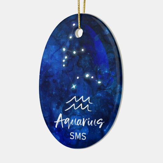 Aquarius Zodiac Constellation Blue Galaxy Monogram Keramisch Ornament (Links)