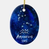 Aquarius Zodiac Constellation Blue Galaxy Monogram Keramisch Ornament (Voorkant)