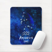 Aquarius Zodiac Constellation Blue Galaxy Monogram Muismat (Met muis)