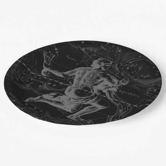 Aquarius Zodiac Constellation Engraving Hevelius Papieren Bordje (Gekanteld)