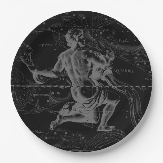Aquarius Zodiac Constellation Engraving Hevelius Papieren Bordje (Voorkant)