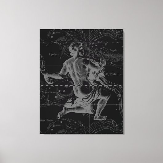 Aquarius Zodiac Constellation Hevelius 1690 Canvas Afdruk (Voorkant)