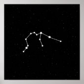 Aquarius Zodiac Constellation Modern Black & White Poster (Voorkant)