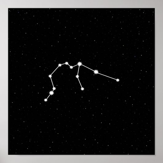 Aquarius Zodiac Constellation Modern Black & White Poster (Voorkant)
