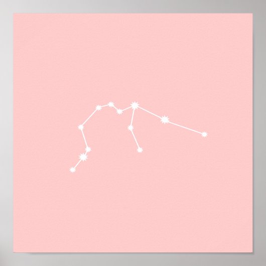 Aquarius Zodiac Constellation Modern Pink Poster (Voorkant)