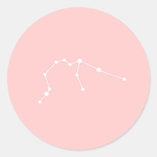 Aquarius Zodiac Constellation Modern Pink Ronde Sticker