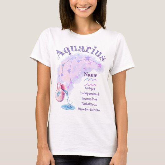 Aquarius Zodiac Design T-shirt *1 (Voorkant)