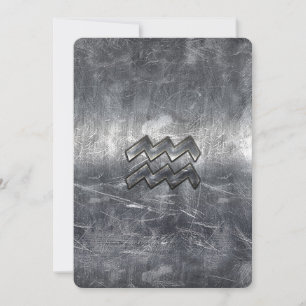 Aquarius Zodiac Distress Silver Steel Style