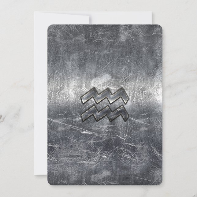 Aquarius Zodiac Distress Silver Steel Style (Voorkant)